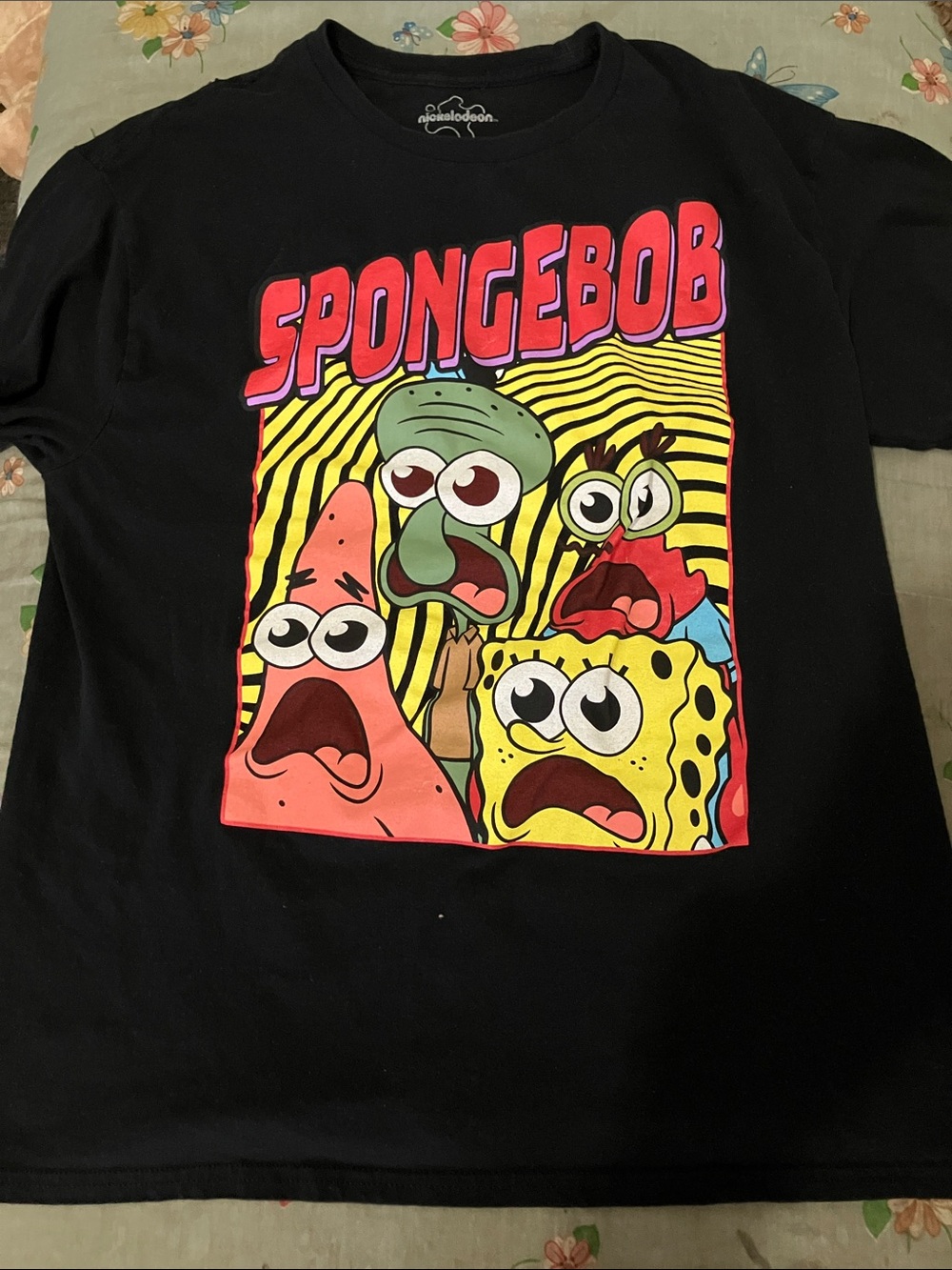 Nickelodeon Black SpongeBob Shocked Character Graphic Tee